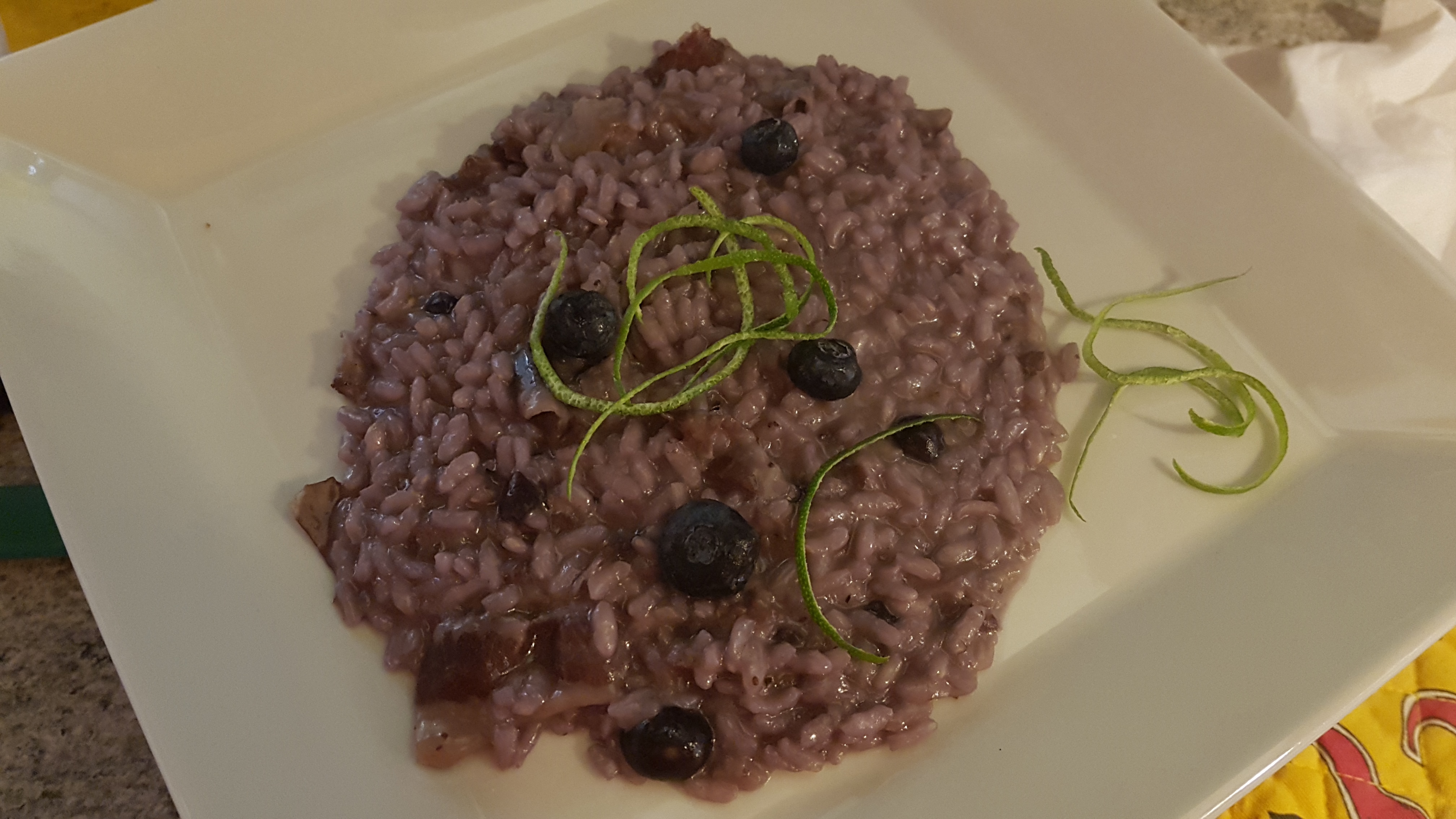 Risotto guanciale e mirtilli al profumo di Lime