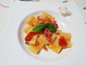 Paccheri Pancetta pomodorino e lardo di colonnata