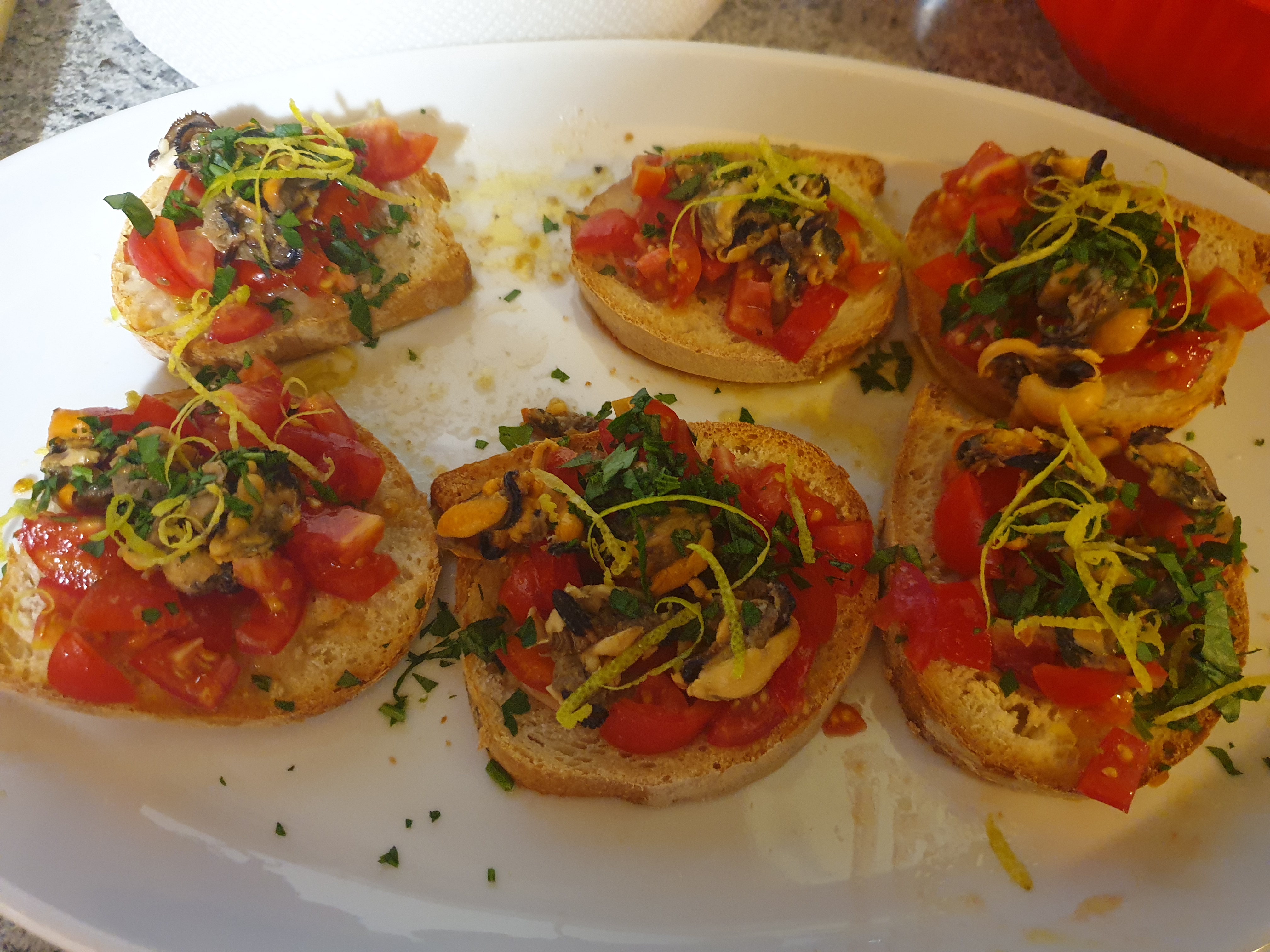 Bruschette con le cozze