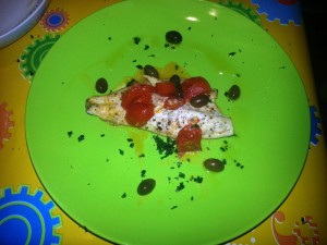 Filetto di orata pomodorini e olive taggiasche
